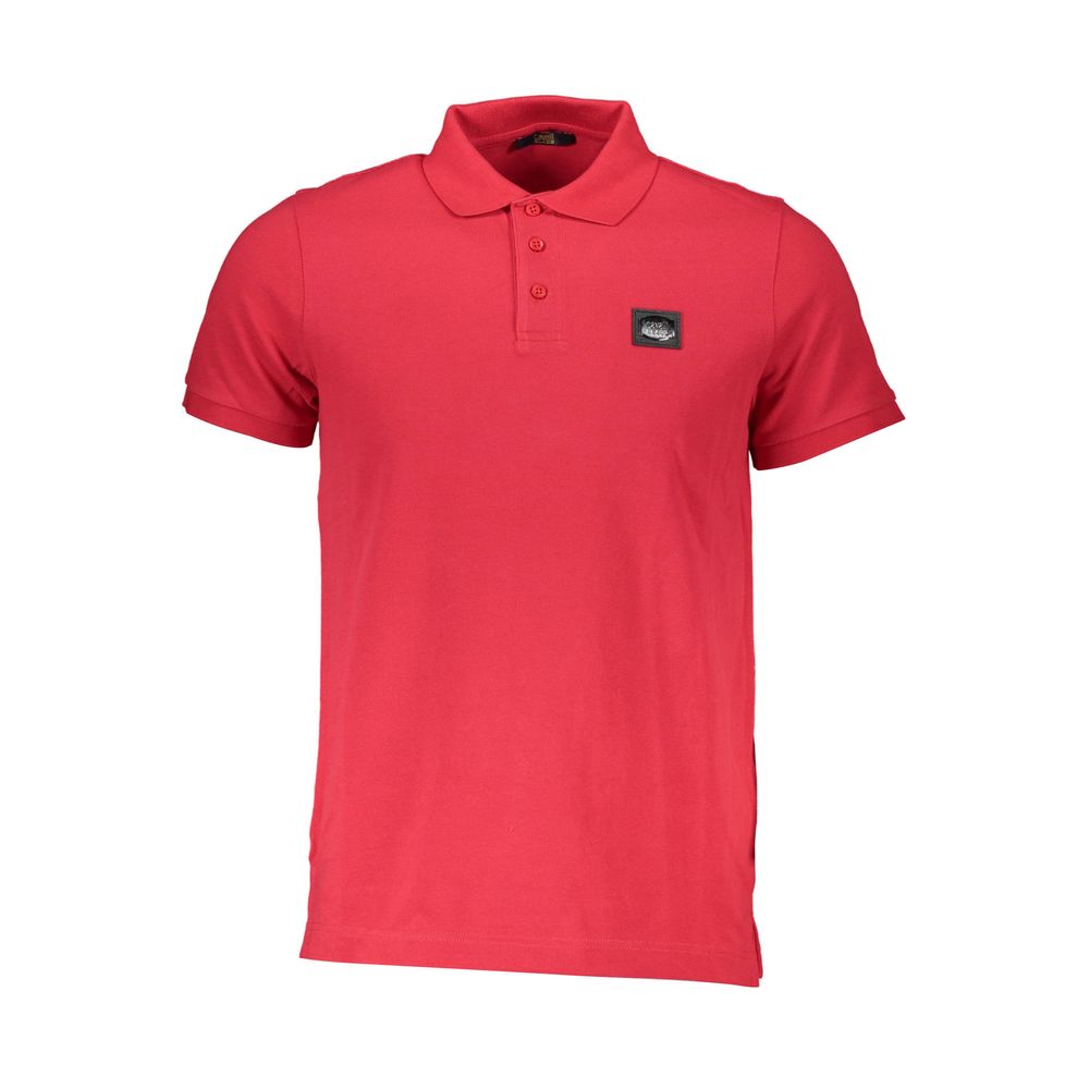 Cavalli Class Rosso Cotton Mens Polo Shirt