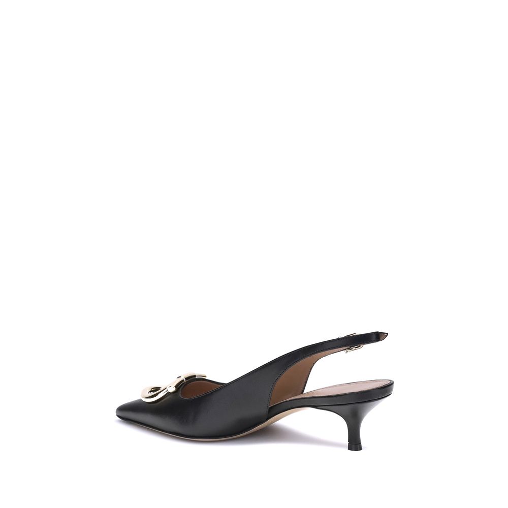 Ferragamo Black Calf Leather Bos Taurus High Heel Pumps