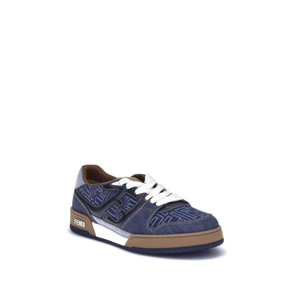 Fendi Blue Cotton Low Top Sneakers