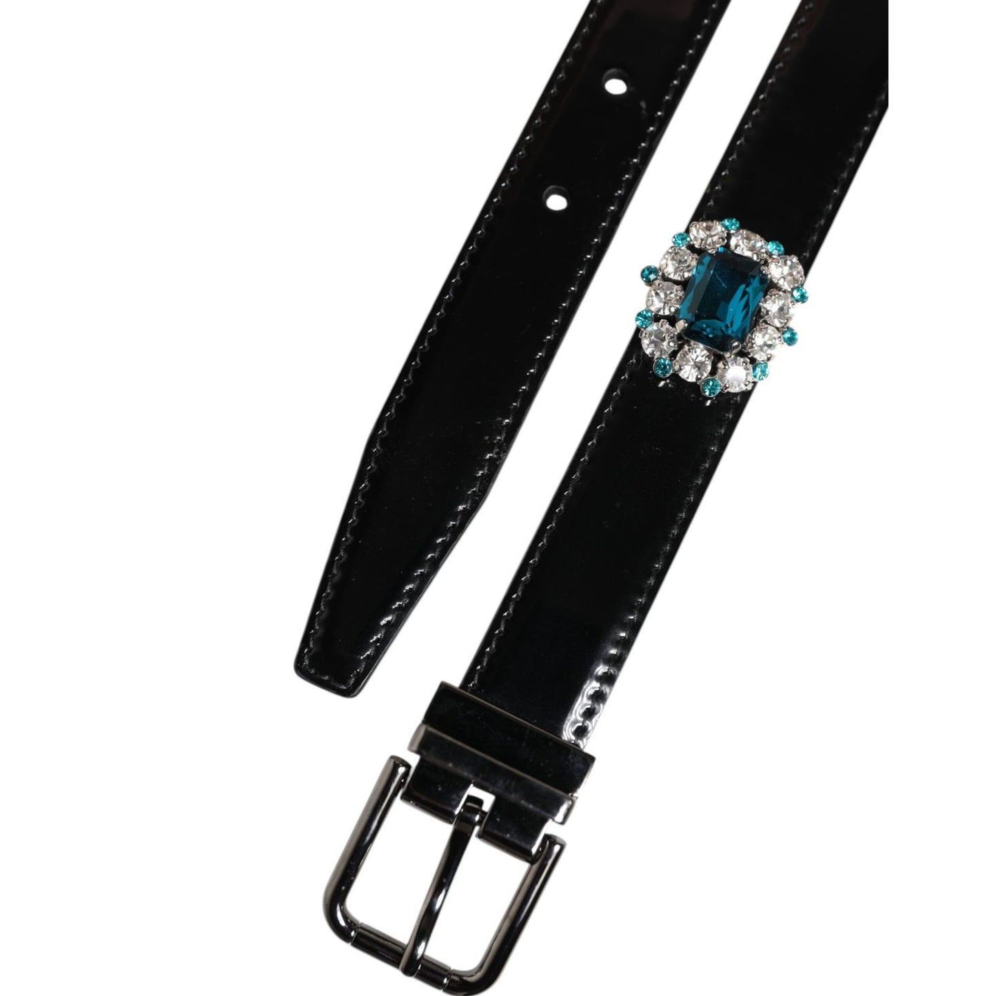 Dolce & Gabbana Black Embellished Metal Logo Buckle Belt Dolce & Gabbana