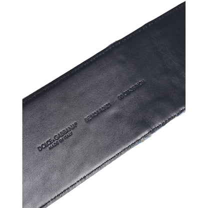 Dolce & Gabbana Two Tone Blue Denim Gold Metal Buckle Belt Dolce & Gabbana