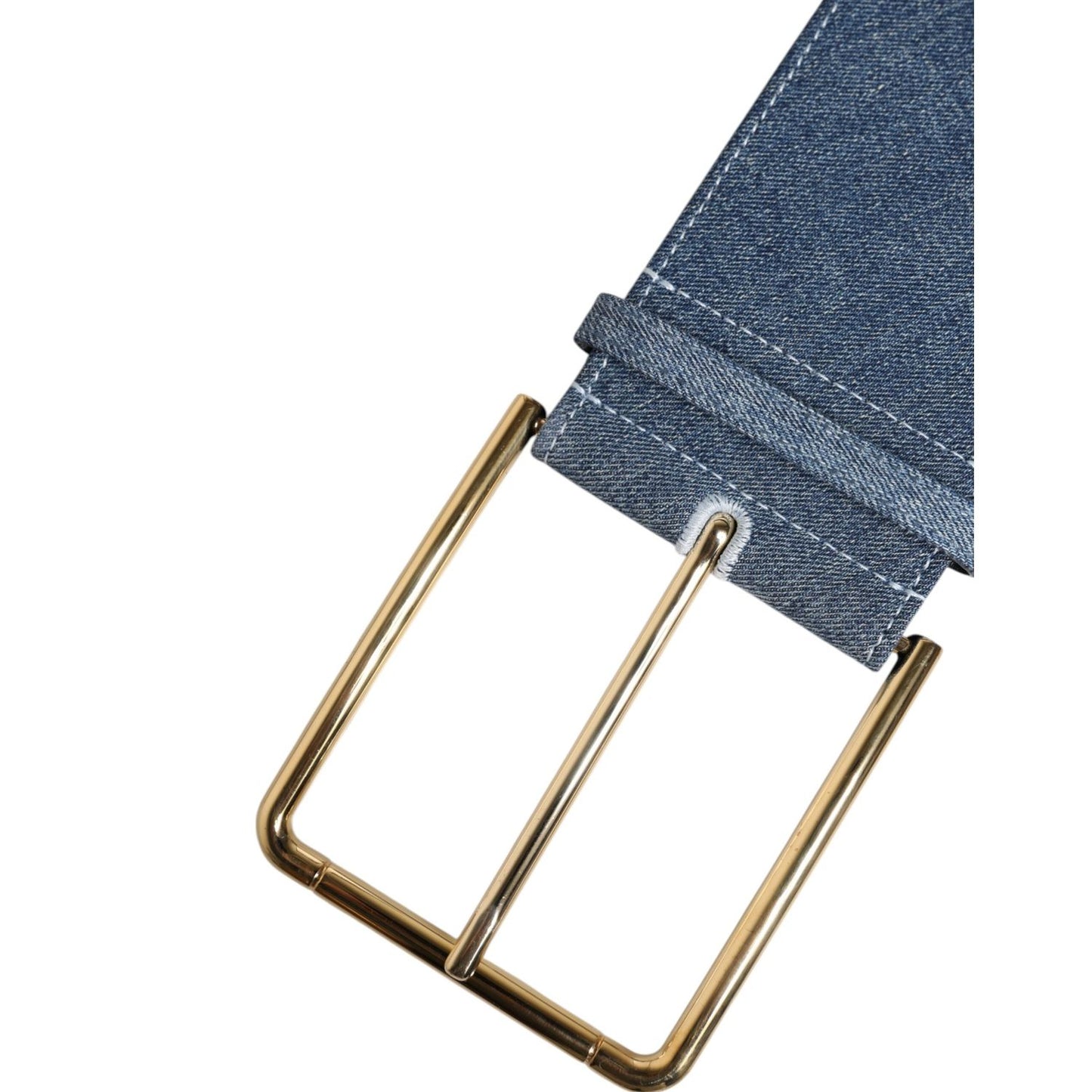 Dolce & Gabbana Two Tone Blue Denim Gold Metal Buckle Belt Dolce & Gabbana