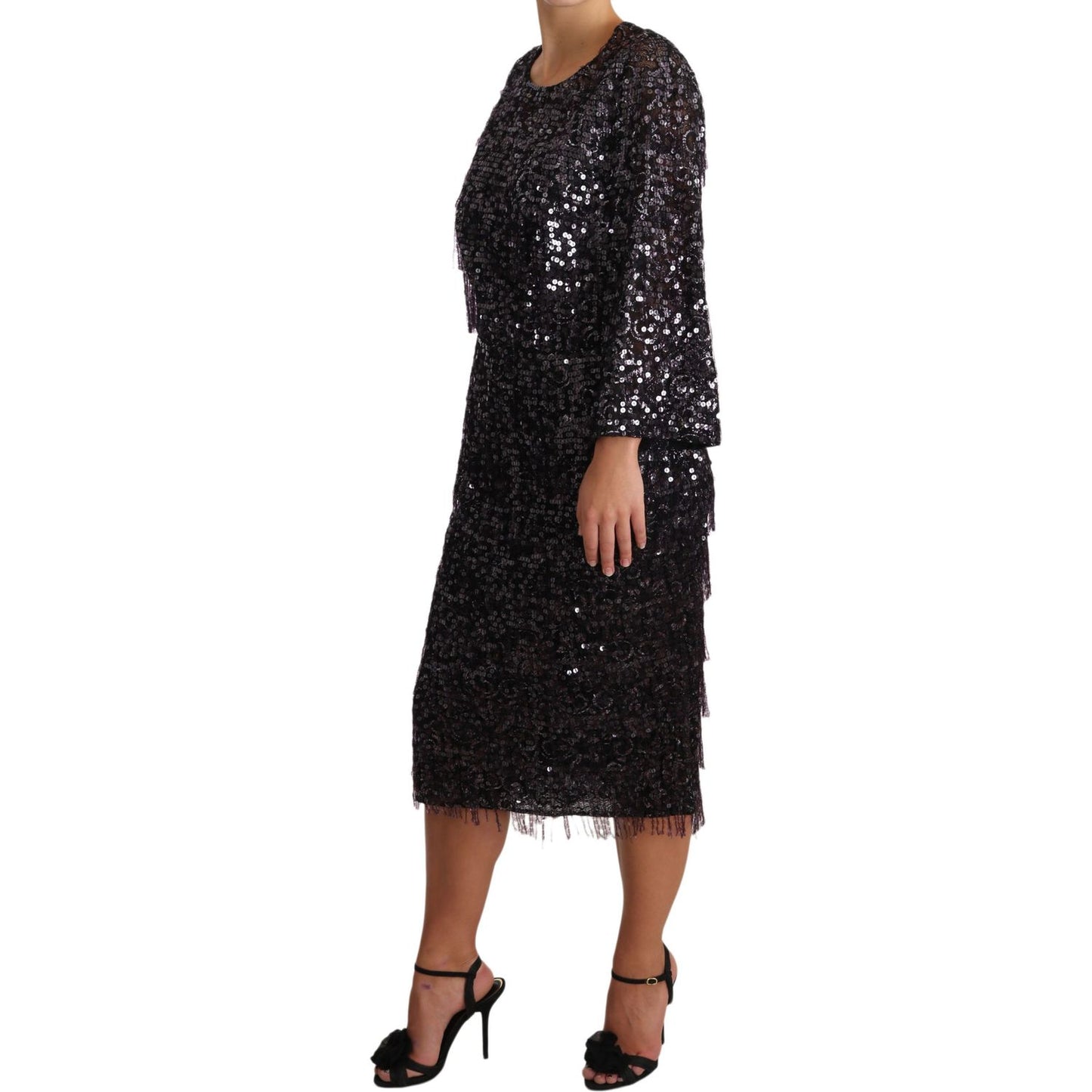 Sequined Shift Midi Dress – Timeless Elegance