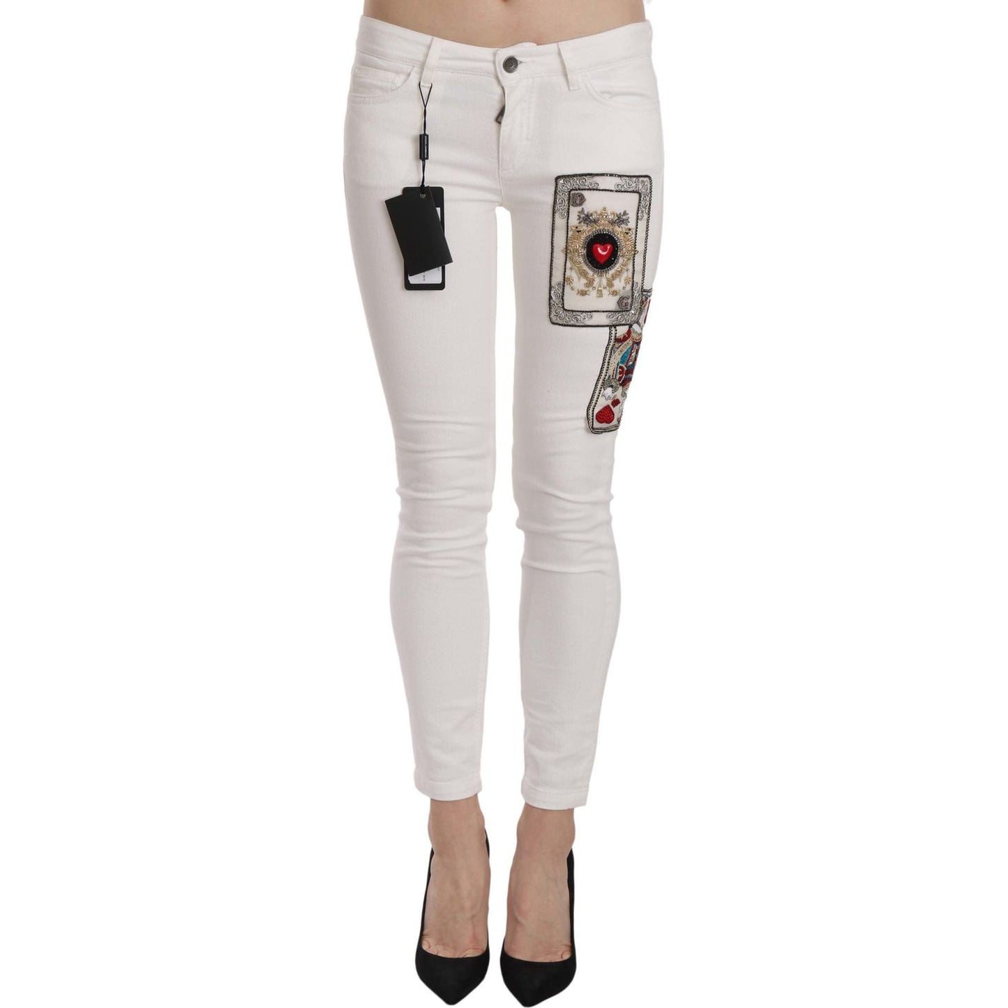 Queen Of Hearts Embellished Skinny Pants