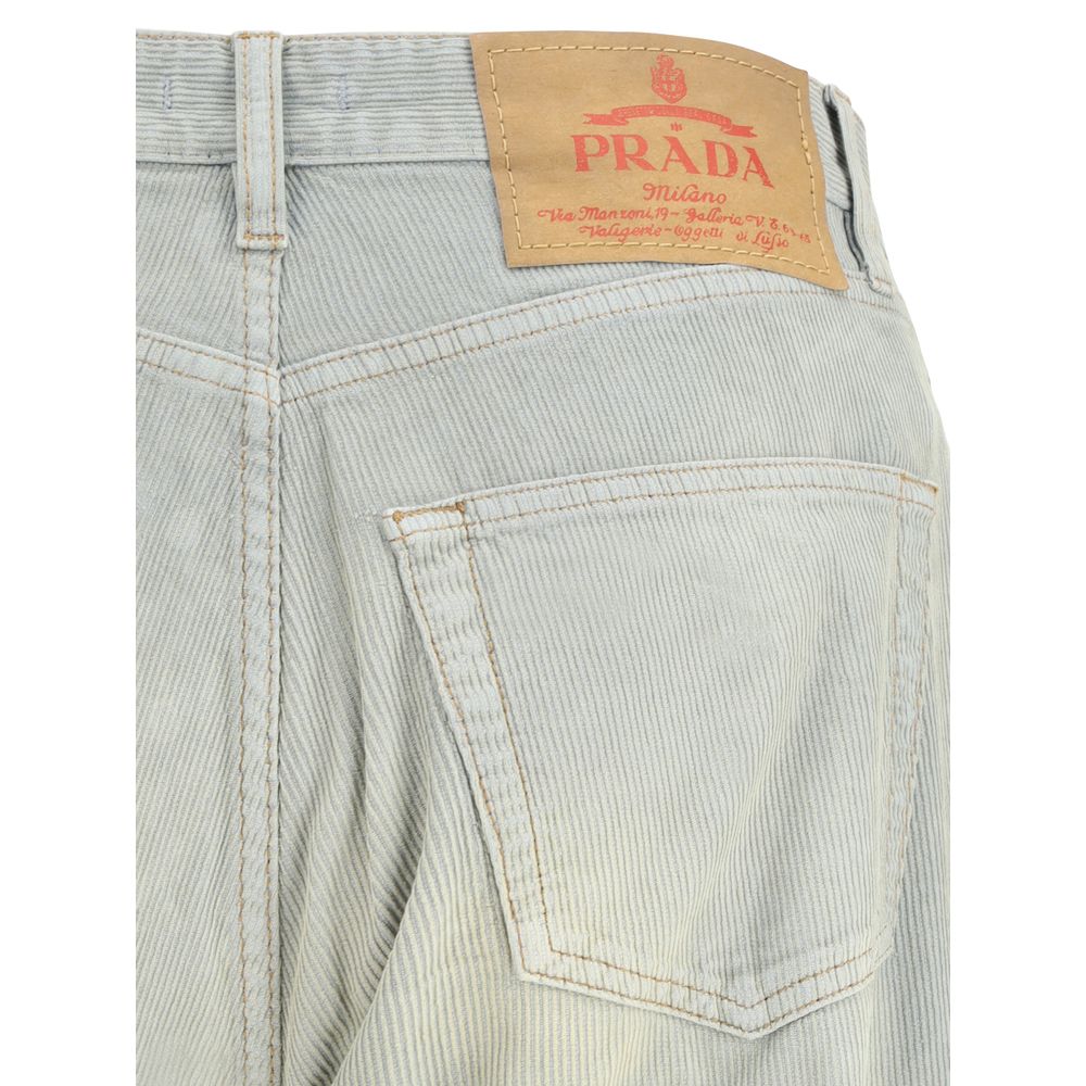 Prada Light Blue Cotton Casual Pants