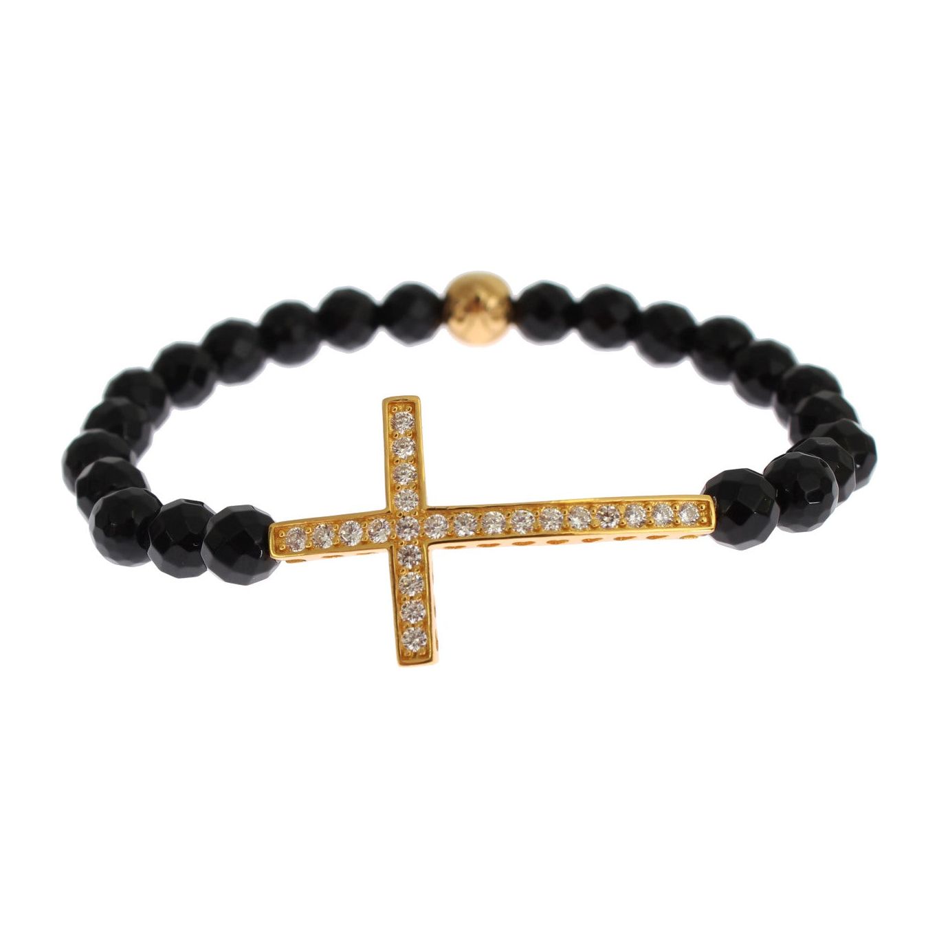 Nialaya | Gold Plated Sterling Bracelet with CZ Diamond Cross| McRichard Designer Brands   