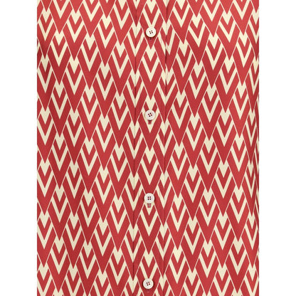 Valentino Red Silk Pattern Shirt