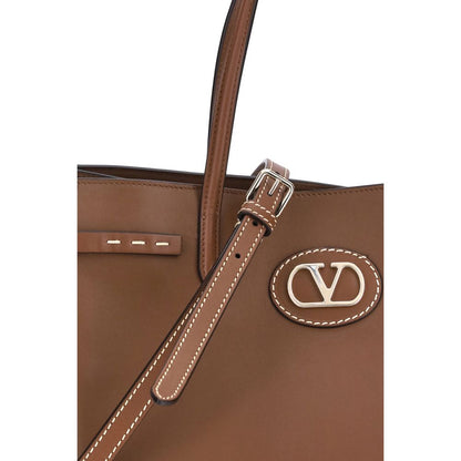 Valentino Garavani Brown Calf Leather Bos Taurus Shoulder Bag
