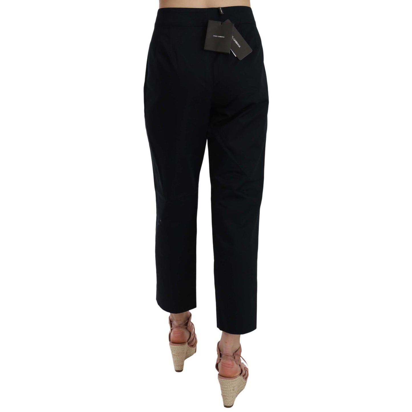 Dolce & Gabbana Black Cropped Front Button Embellished Pants Jeans & Pants