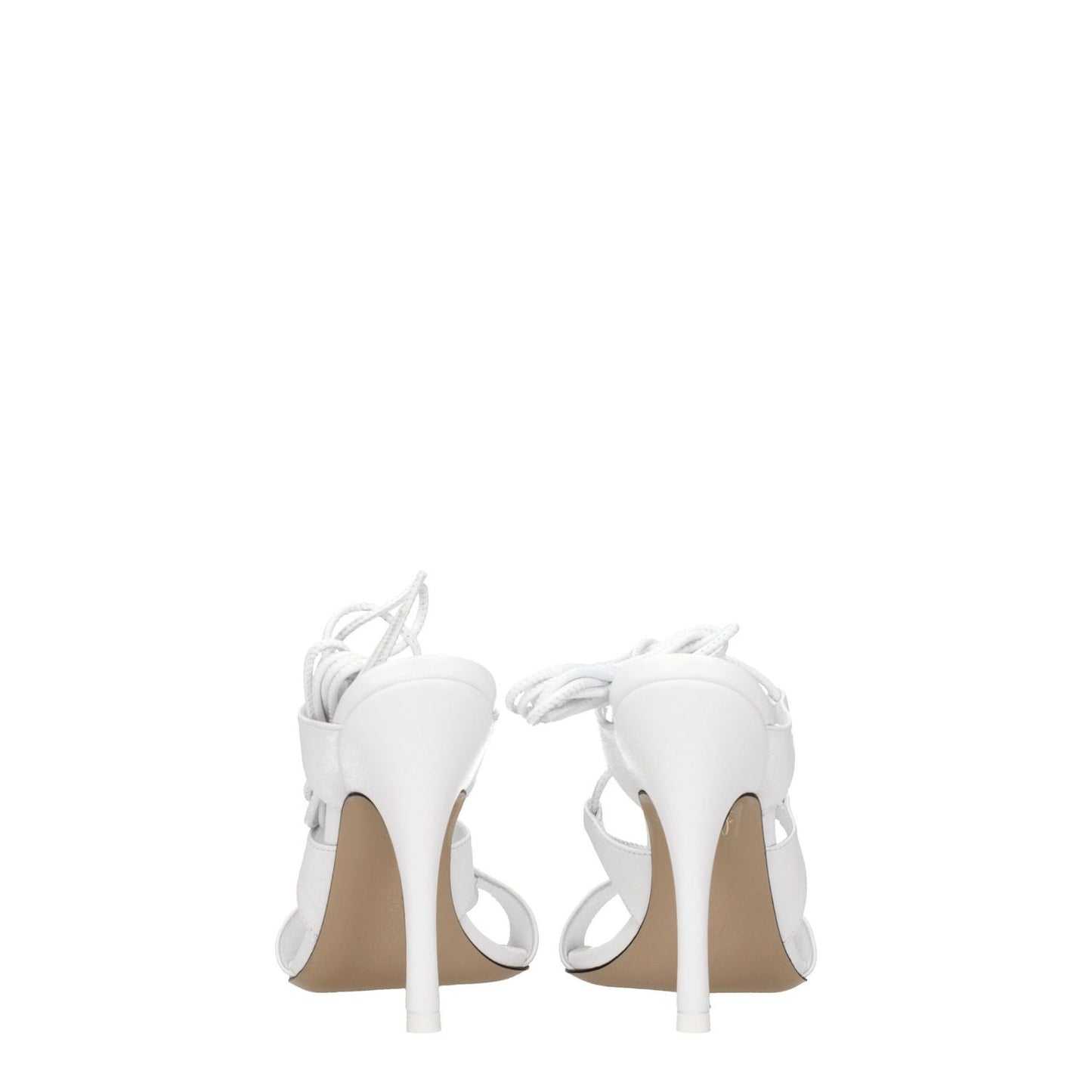 The Attico White Leather Stiletto Heel Sandals