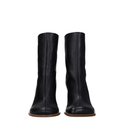 Jacquemus Black Leather Ankle Boots