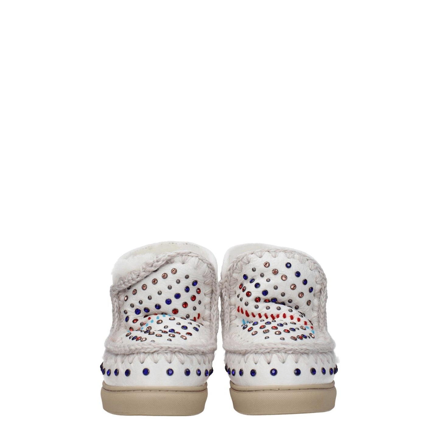 Mou White Leather Ankle Boots