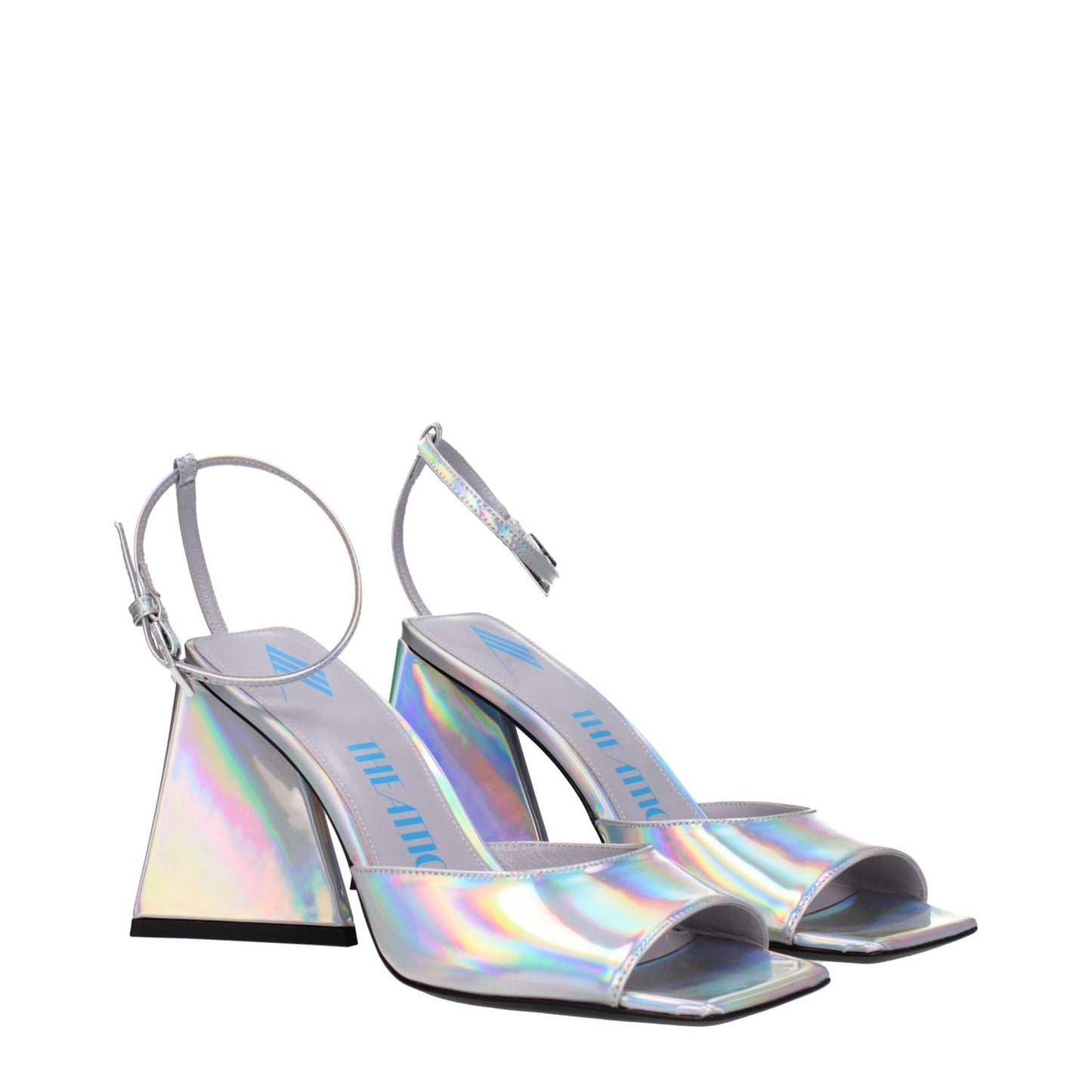 The Attico Gray Leather Platform Sandals