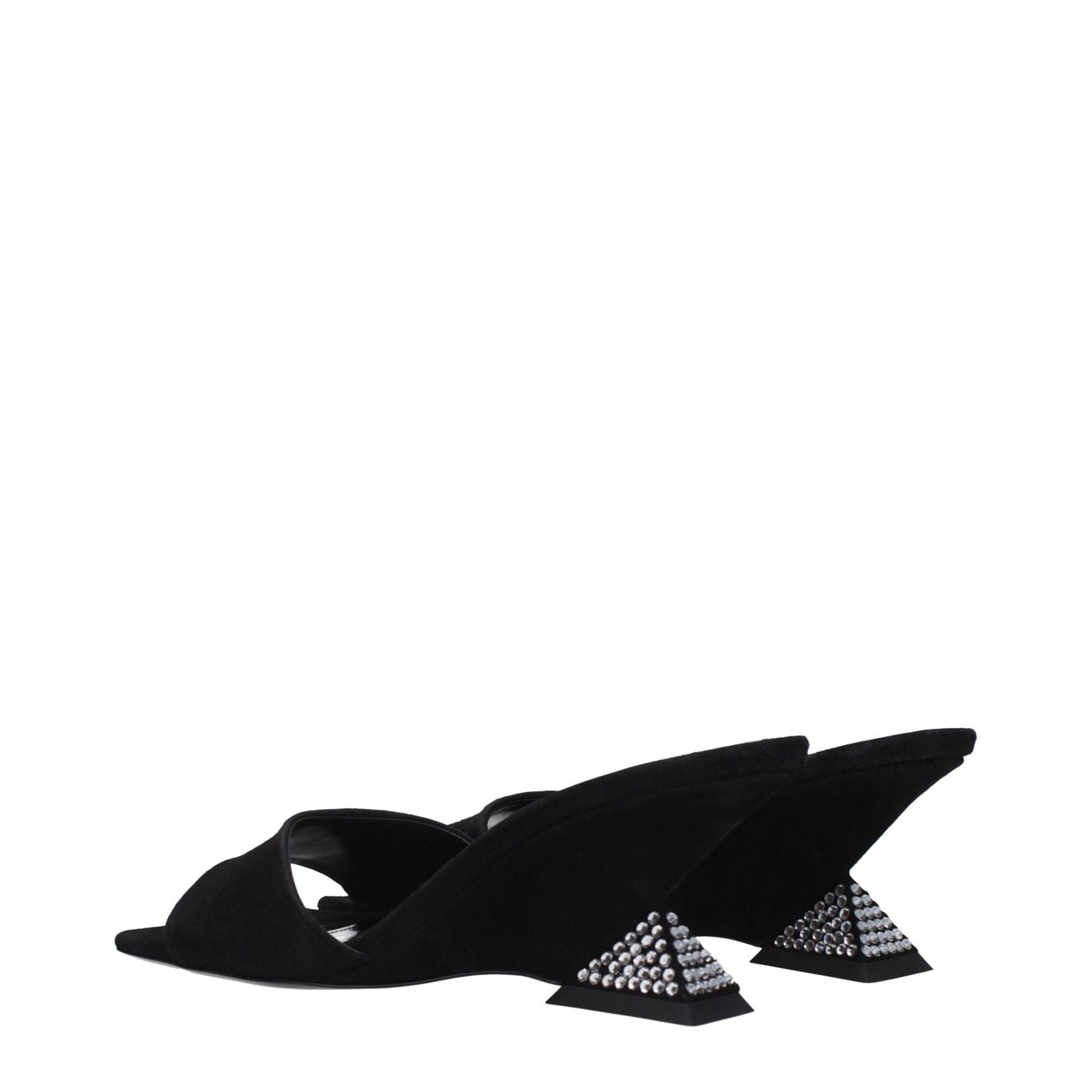 The Attico Black Leather Platform Sandals