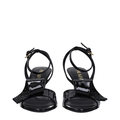Prada Black Leather Stiletto Heel Sandals