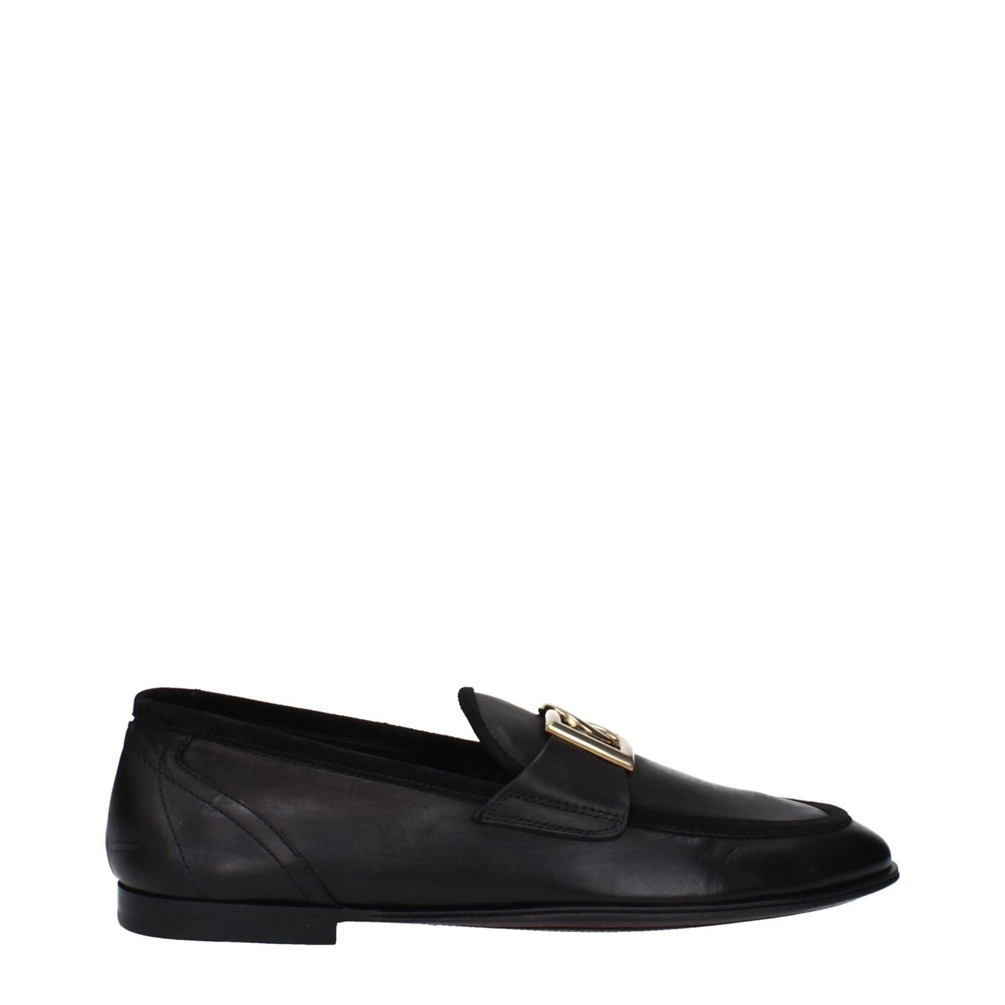 Dolce & Gabbana Black Leather Slip-On Loafers