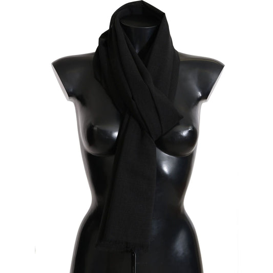 Elegant Black Wool Blend Scarf