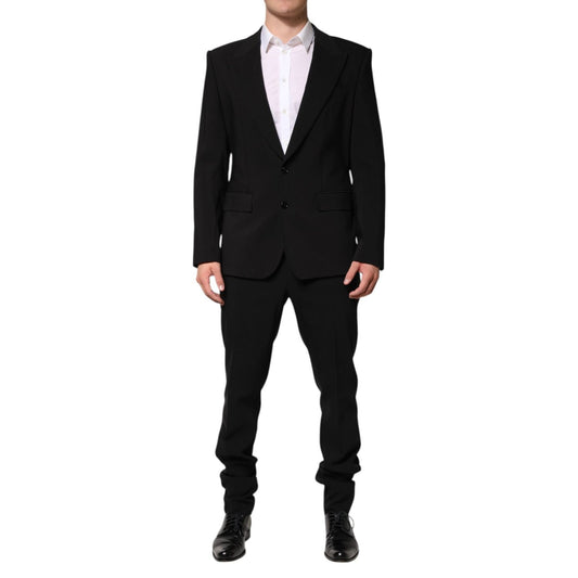 Dolce & Gabbana Black Cotton Single Breasted 2 Piece Suit