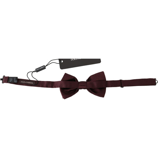 Elegant Maroon Silk Polka Dot Bow Tie