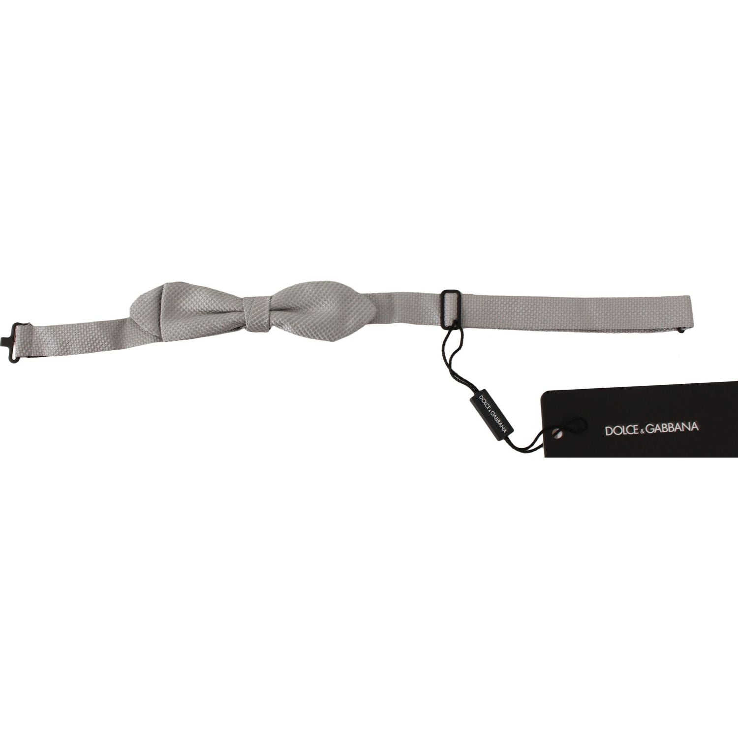 Dolce & Gabbana Gray 100% Silk Faille Adjustable Neck Bow Tie Papillon