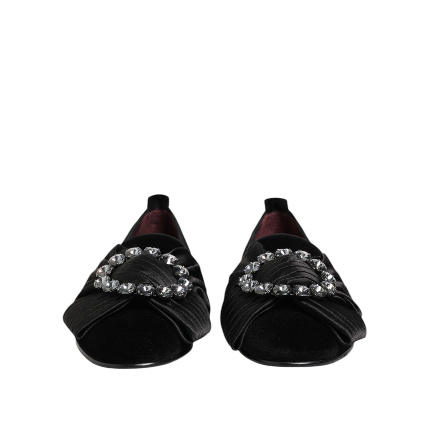 Dolce & Gabbana Black VATICANO Crystal Ribbon Slip On Shoes