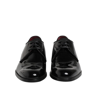 Dolce & Gabbana Black Leather Lace Up Men Derby Formal Shoes