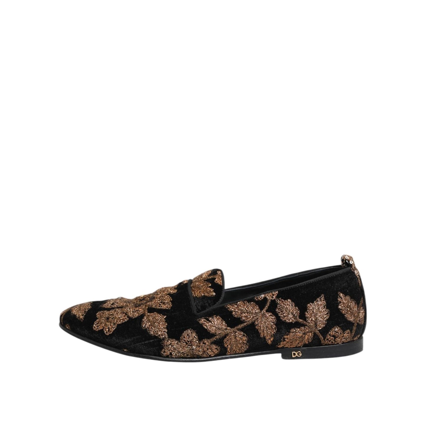 Dolce & Gabbana Black Floral Embroidery Men Loafers Shoes Dolce & Gabbana