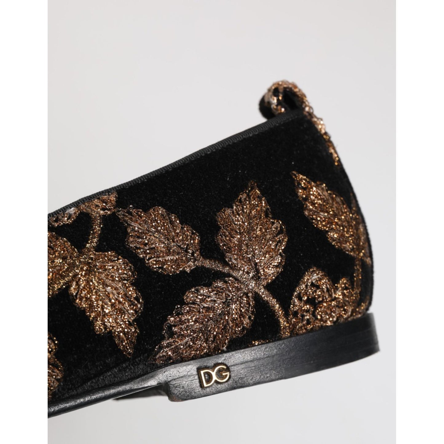 Dolce & Gabbana Black Floral Embroidery Men Loafers Shoes Dolce & Gabbana