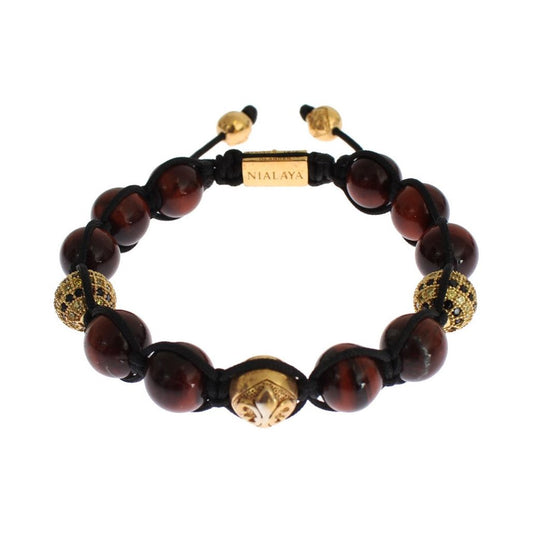 Nialaya | Radiant Red Tiger Eye & CZ Gold Bracelet| McRichard Designer Brands   