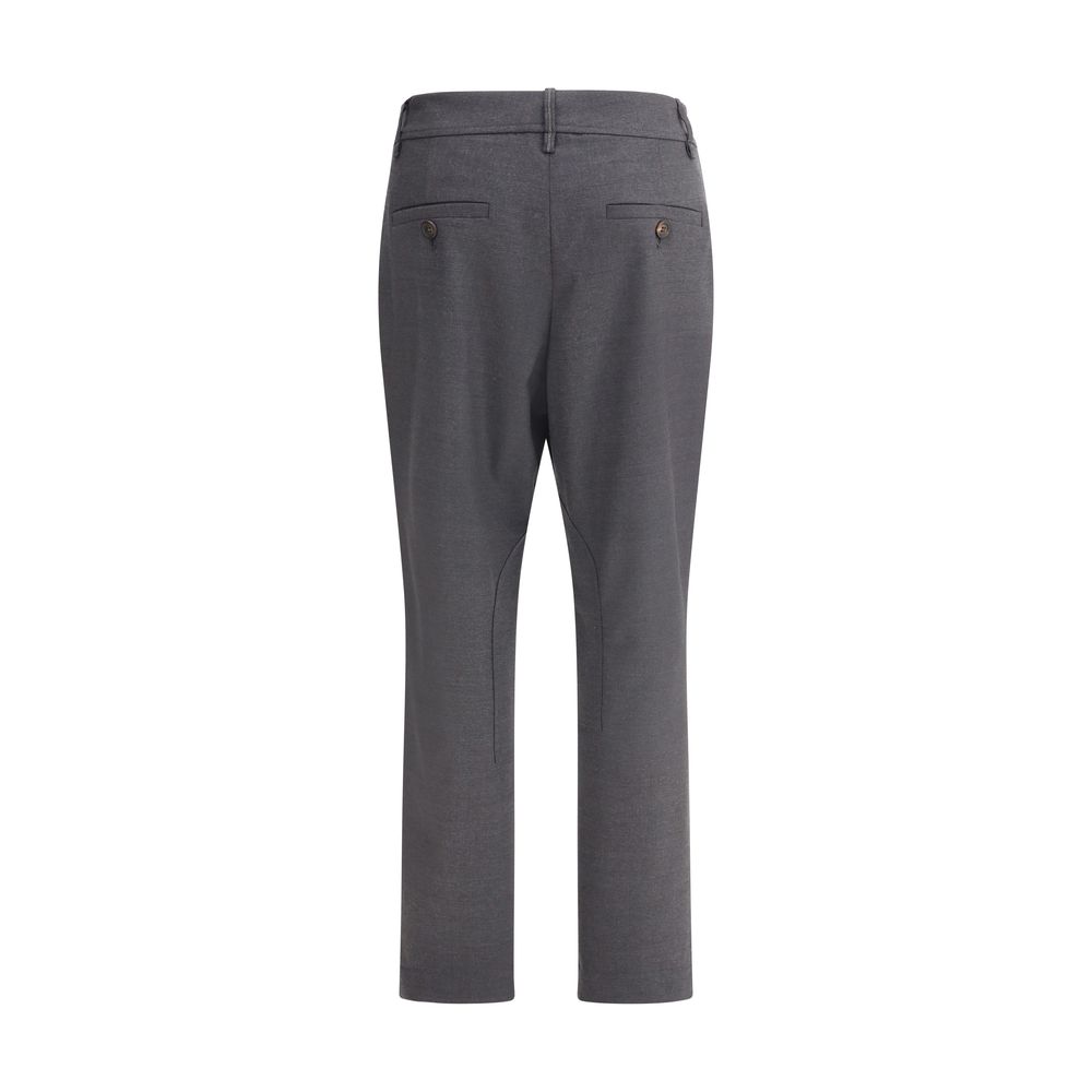 Brunello Cucinelli Bicolor Fleece Wool Casual Pants