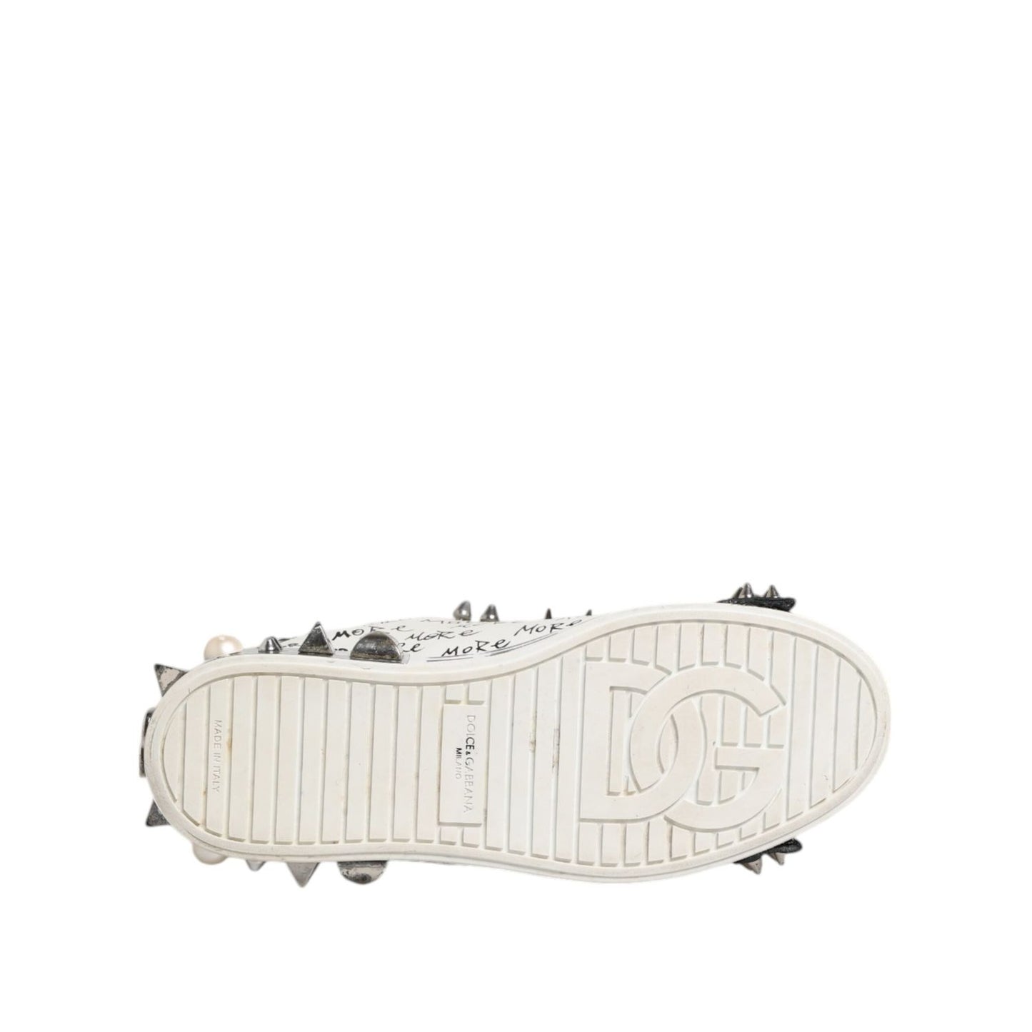 Dolce & Gabbana Black White Studded Low Top Sneakers Shoes