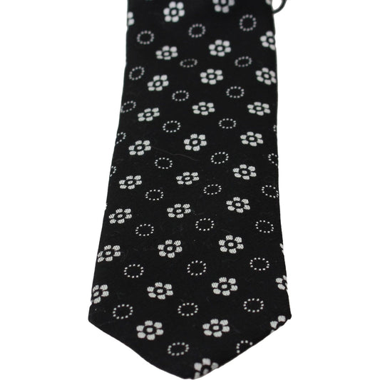 Elegant Black Floral Silk Necktie Necktie Dolce & Gabbana