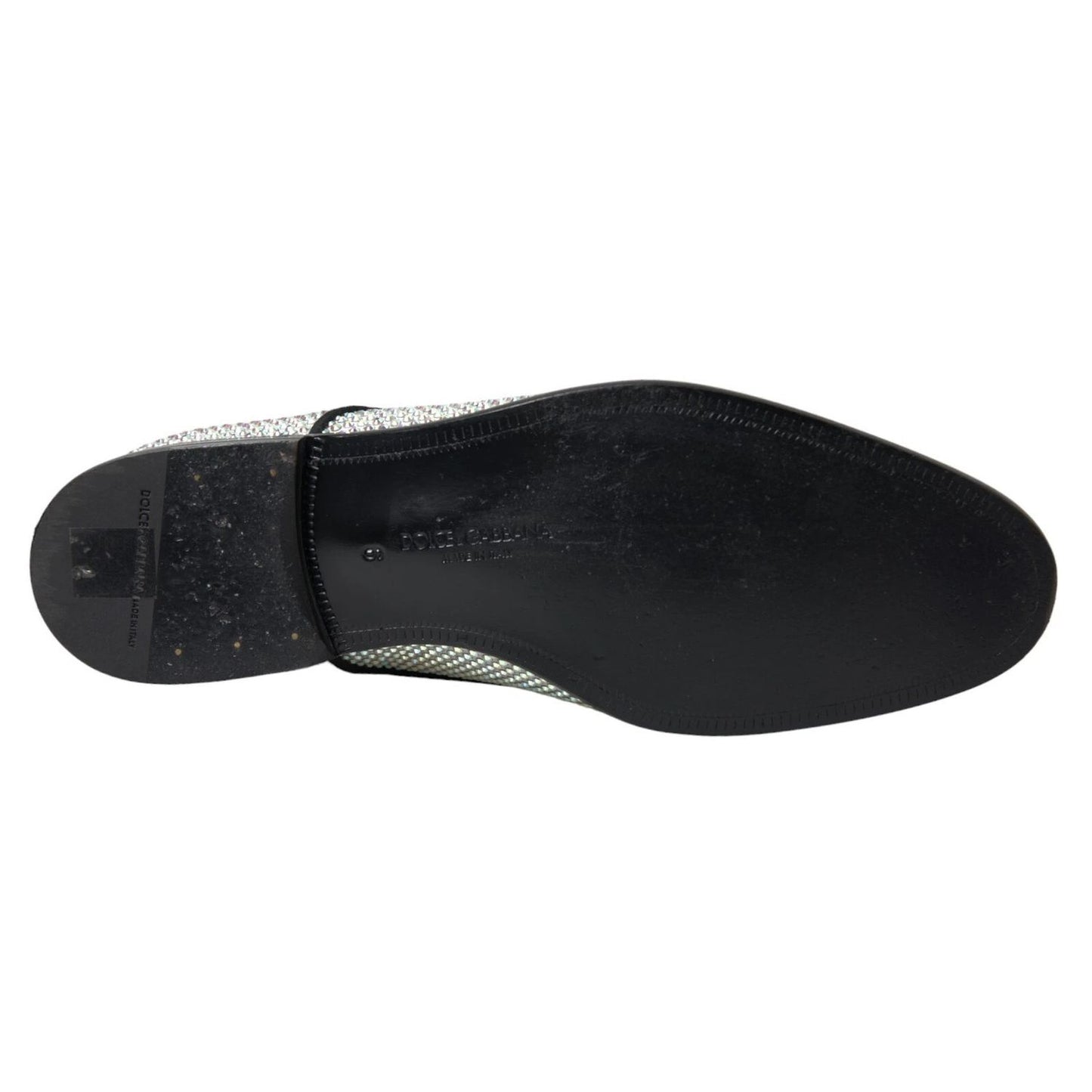 Dolce & Gabbana Silver Leather Rhinestones Derby Shoes