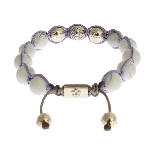 Nialaya | Elegant Silver Purple CZ & Howlite Bracelet| McRichard Designer Brands   