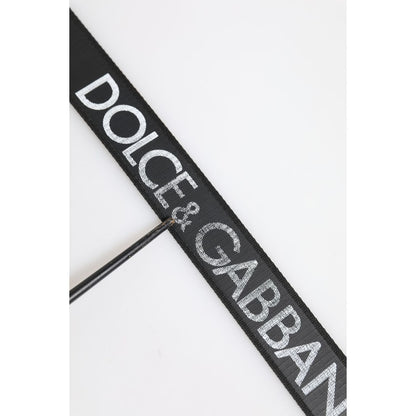 Dolce & Gabbana Black Polyester Leather Metal Buckle Belt