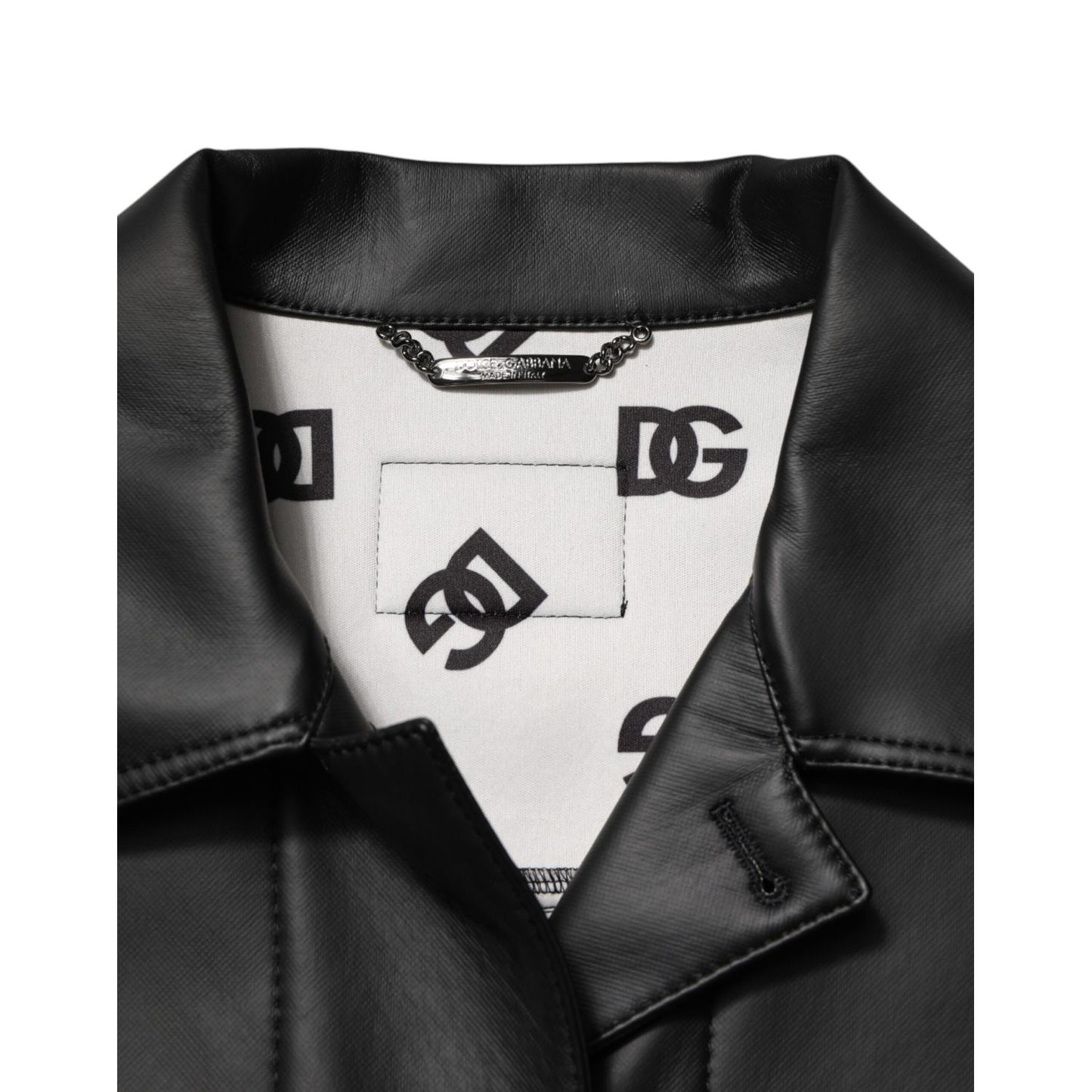 Dolce & Gabbana Black Polyester Button Down Biker Jacket