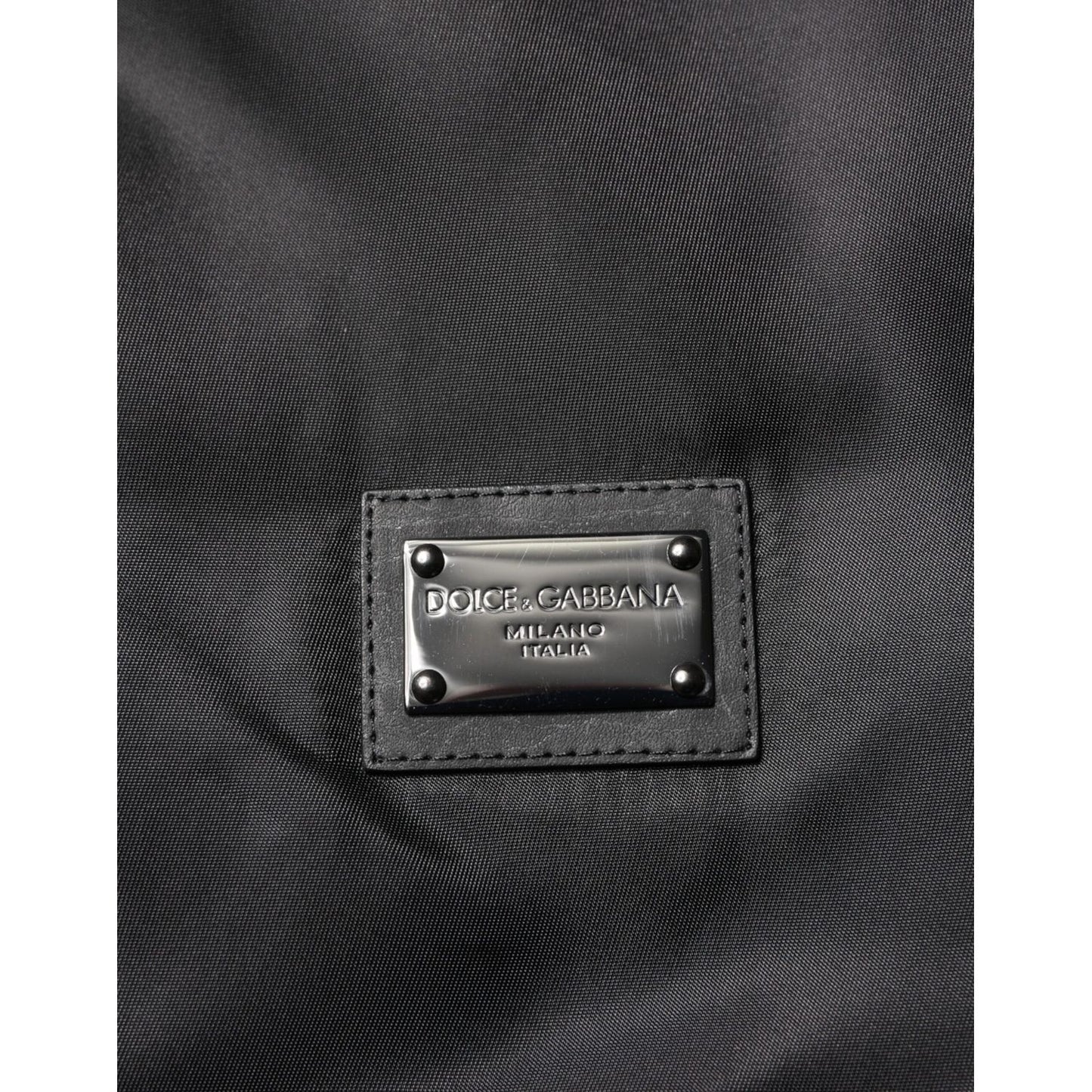 Dolce & Gabbana Black Polyester Logo Plaque Bomber Jacket