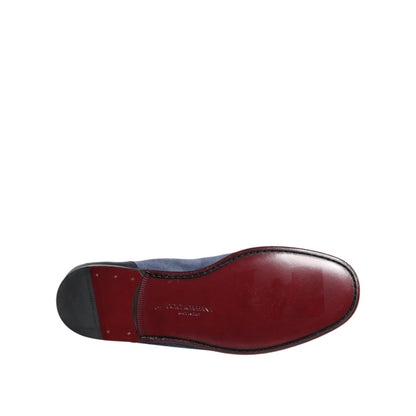 Dolce & Gabbana Blue Suede Leather Loafers Moccasin Shoes Dolce & Gabbana
