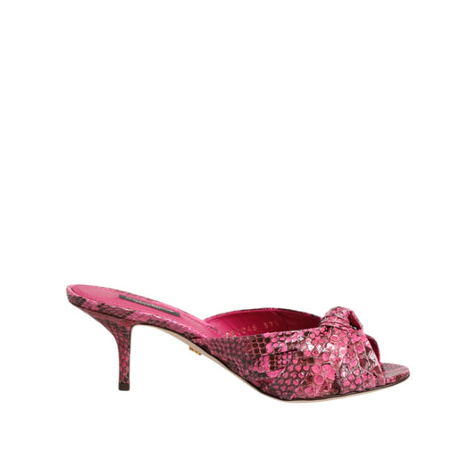 Dolce & Gabbana Pink Leather Heels Slides Sandals Shoes Dolce & Gabbana