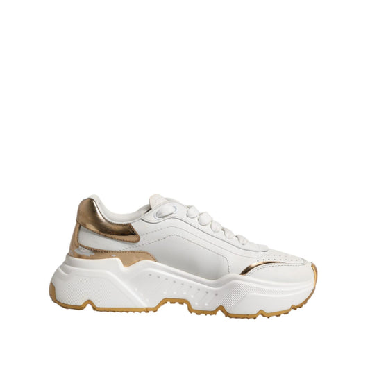 Dolce & Gabbana White Gold Daymaster Low Top Sneakers Shoes Dolce & Gabbana