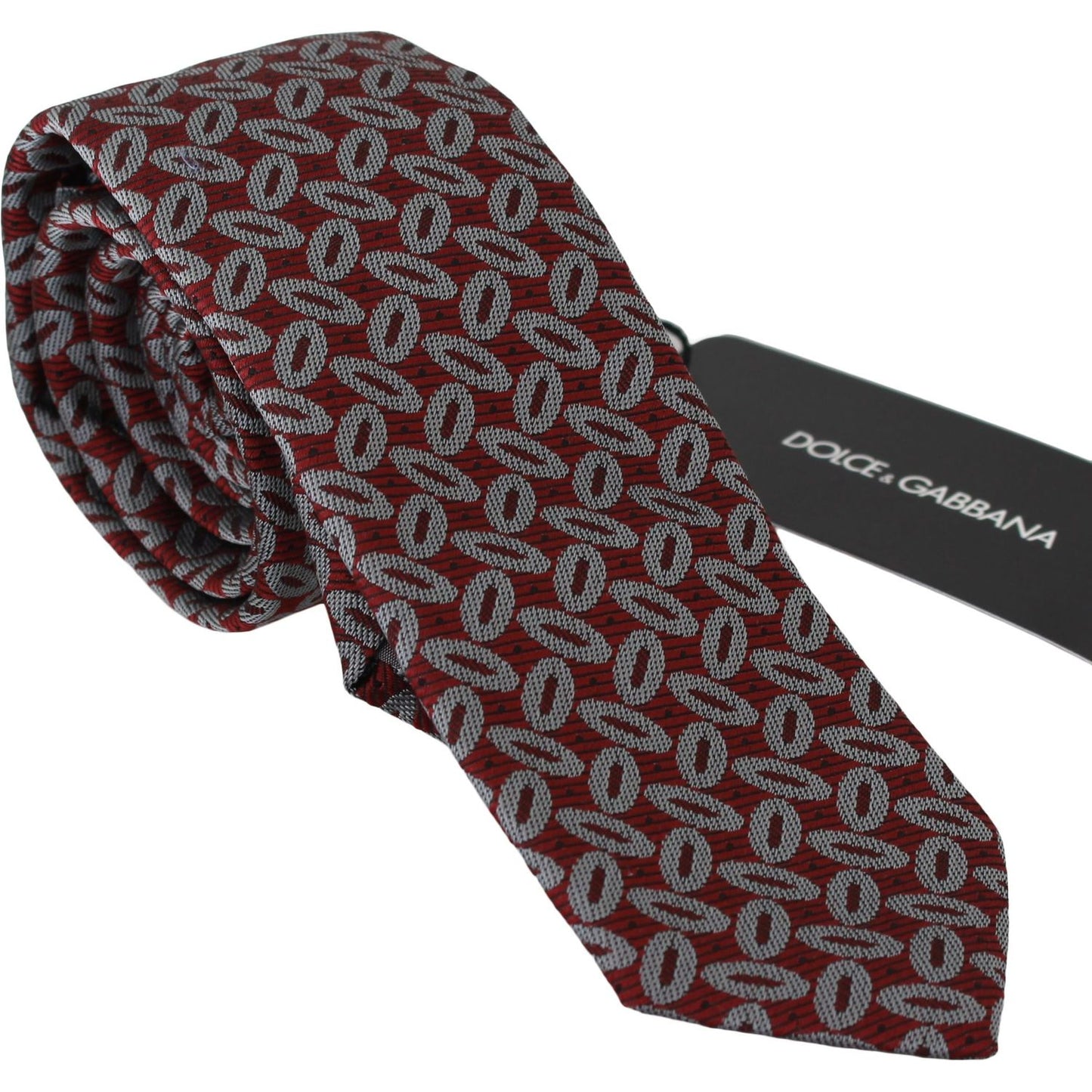 Elegant Red Printed Silk Neck Tie