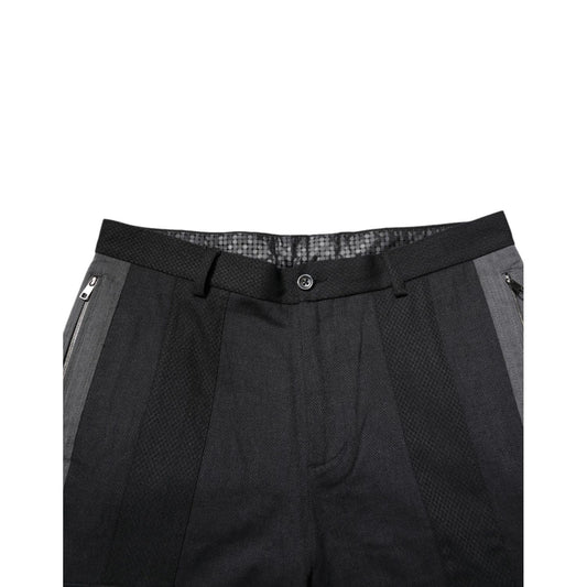 Dolce & Gabbana Black Gray Cotton Dress Formal Trouser Pants