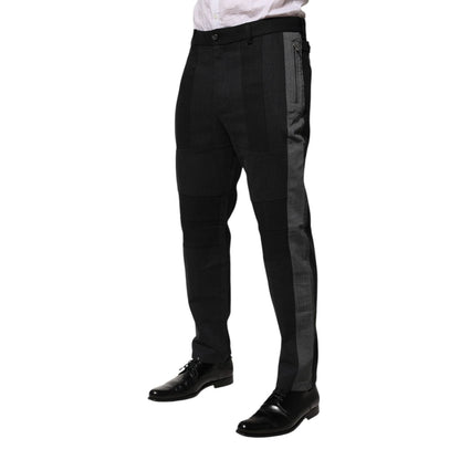 Dolce & Gabbana Black Gray Cotton Dress Formal Trouser Pants