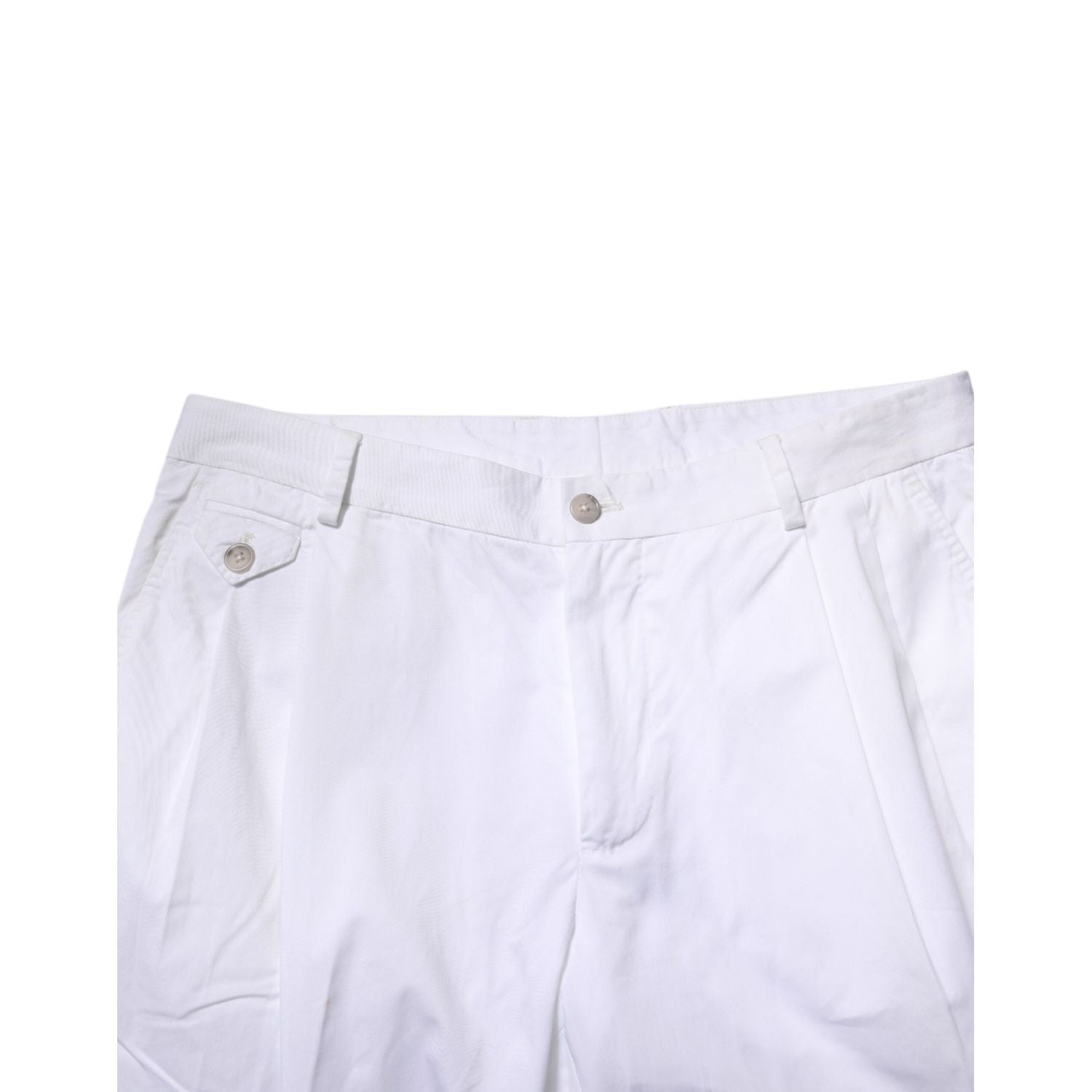 Dolce & Gabbana White Cotton Dress Slim Formal Trouser Pants