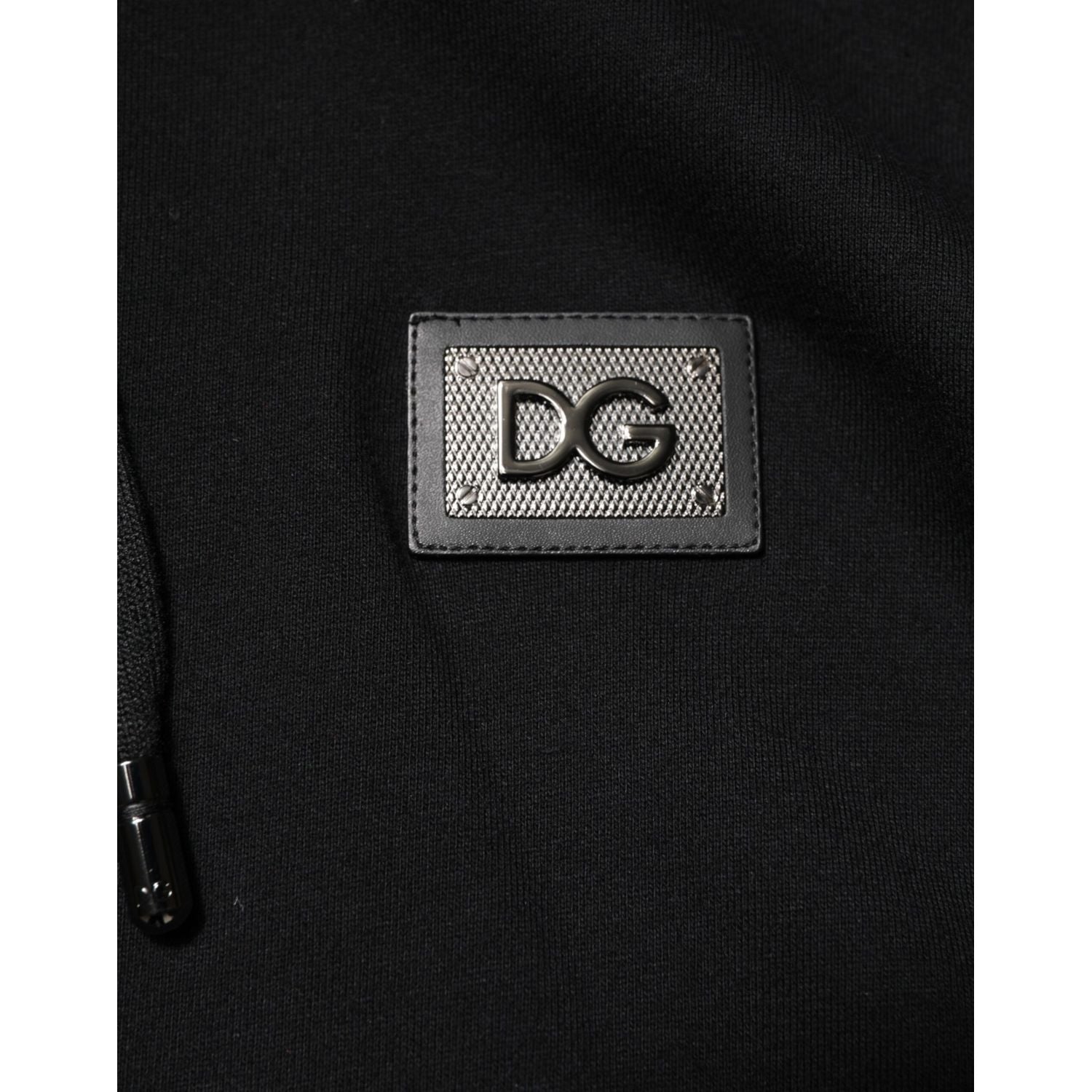 Dolce & Gabbana Black Cotton Plaque Track Cardigan Sweater