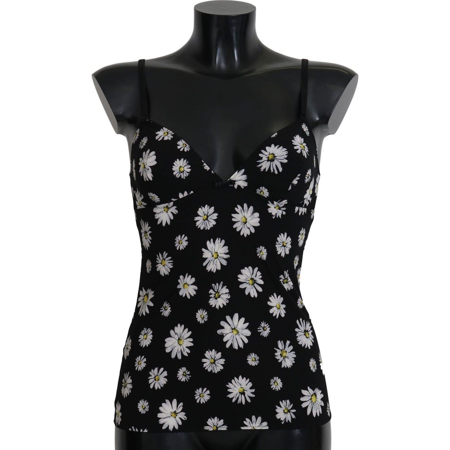 Elegant Black Daisy Floral Lace Chemise Dress