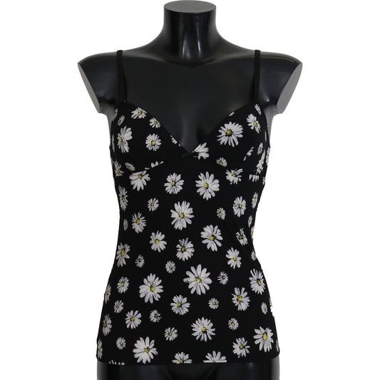 Elegant Black Daisy Floral Lace Chemise Dress