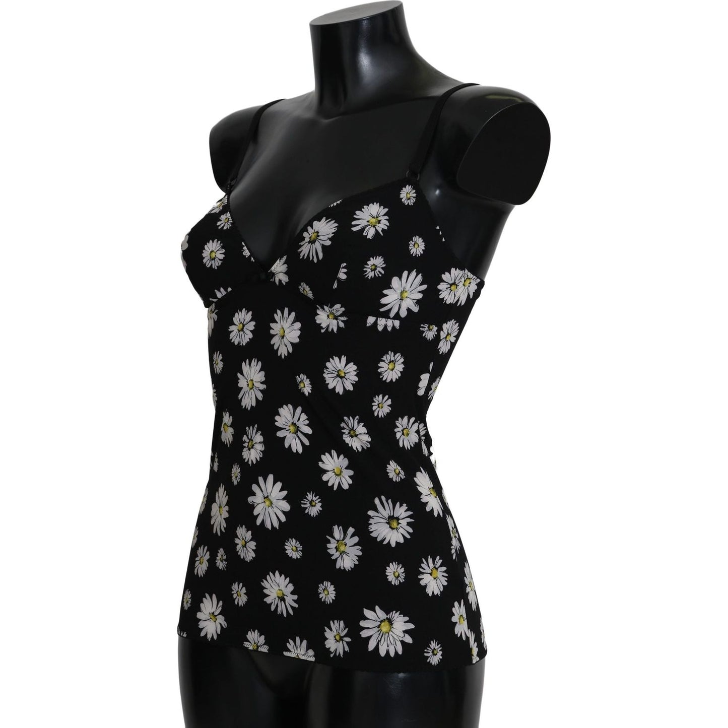 Elegant Black Daisy Floral Lace Chemise Dress