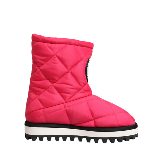 Dolce & Gabbana Pink White Viscose Padded Mid Calf Boots Shoes Dolce & Gabbana