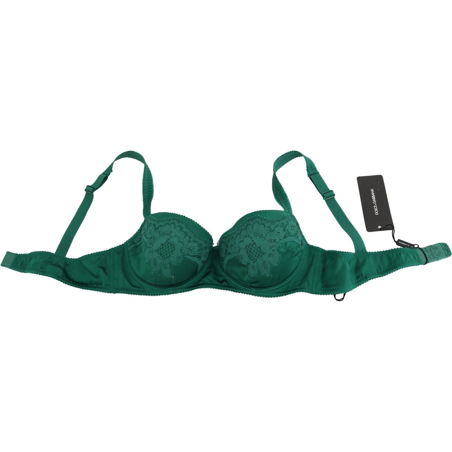 Enchanting Green Floral Lace Silk Bra